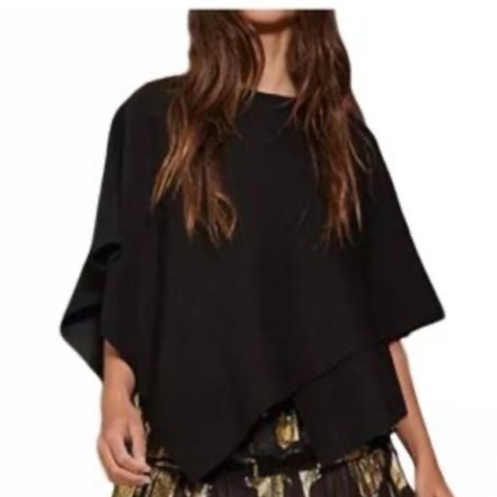 NWT Bucket List Black Darla Asymmetric Crossover Cut Top